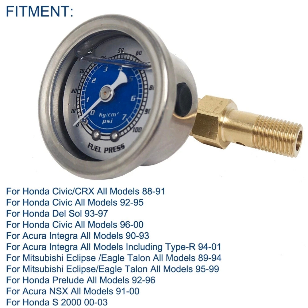 ATK Honda Acura Fuel Pressure Gauge with Fuel Rail Adapter